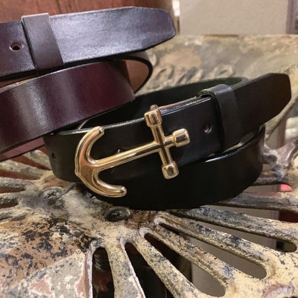 TROY LEATHER / アンカーバックルプレーンベルト