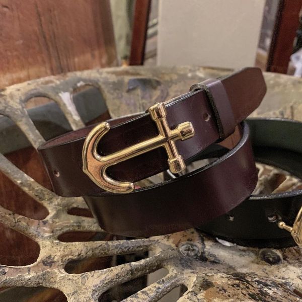 TROY LEATHER / アンカーバックルプレーンベルト
