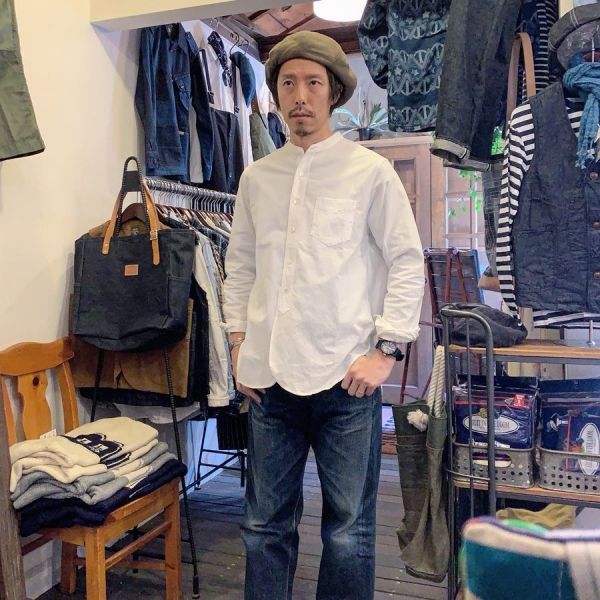 F3429 オックス バンドカラー シャツ