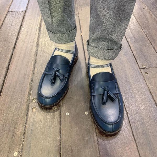 HARUTA × SEILIN / キルトタッセル2WAYローファー ネイビー