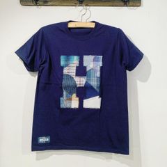 H.R.REMAKE / HパッチTシャツ ブルーチェック ネイビー