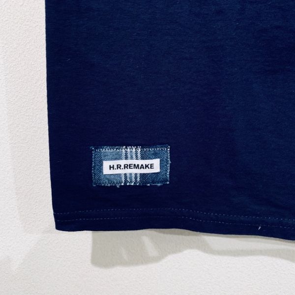 H.R.REMAKE / HパッチTシャツ ブルーチェック ネイビー