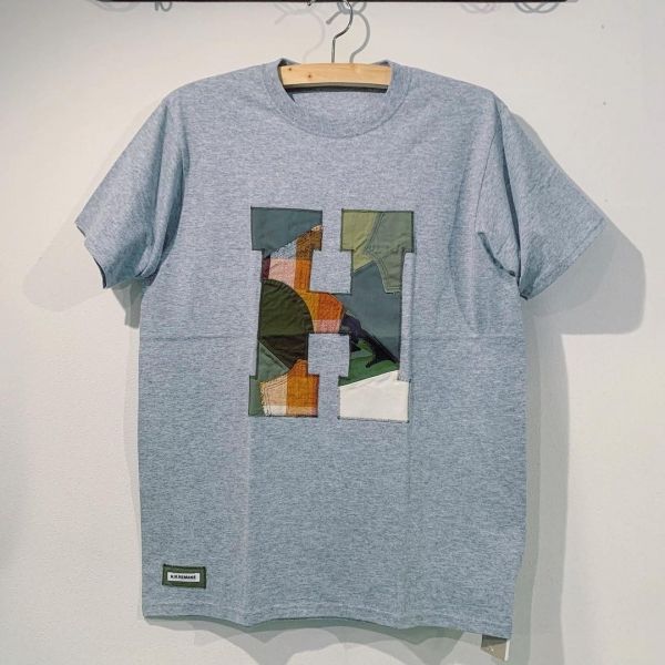 H.R.REMAKE / HパッチTシャツ アースカラー グレー