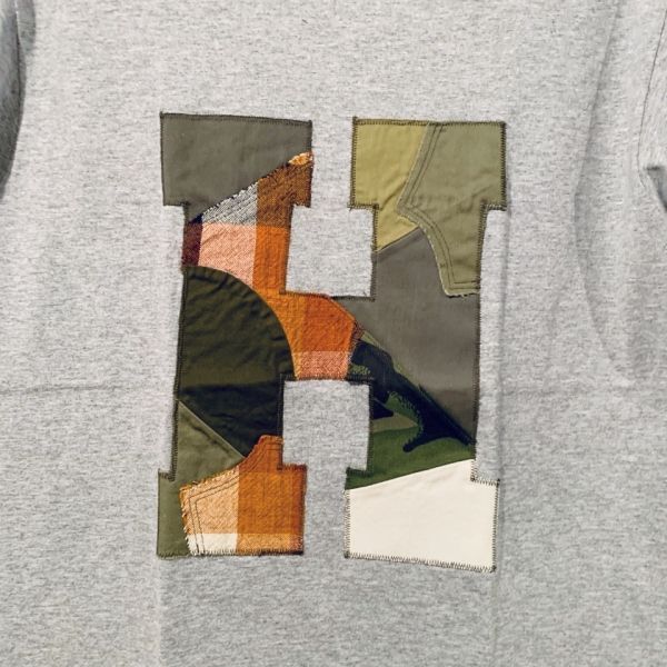 H.R.REMAKE / HパッチTシャツ アースカラー グレー