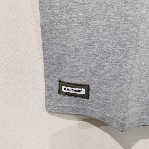 H.R.REMAKE / HパッチTシャツ アースカラー グレー