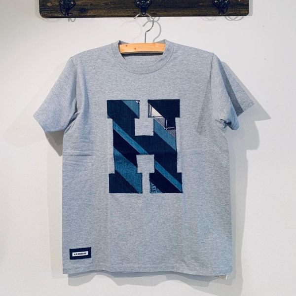 H.R.REMAKE / HパッチTシャツ バイアス グレー