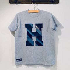 H.R.REMAKE / HパッチTシャツ バイアス グレー