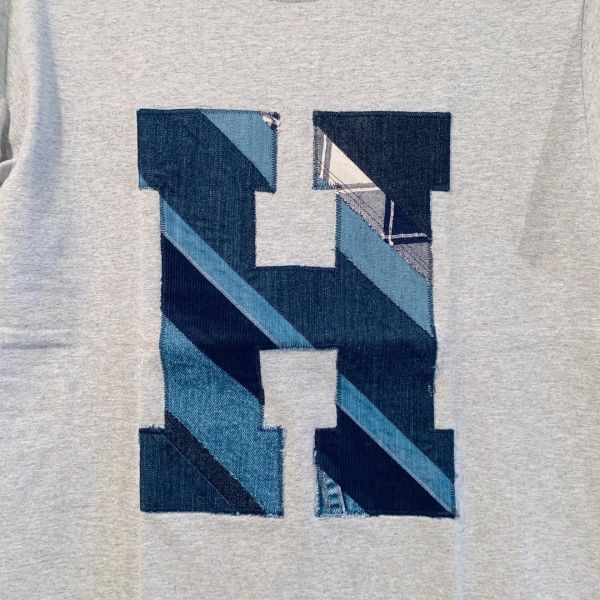 H.R.REMAKE / HパッチTシャツ バイアス グレー