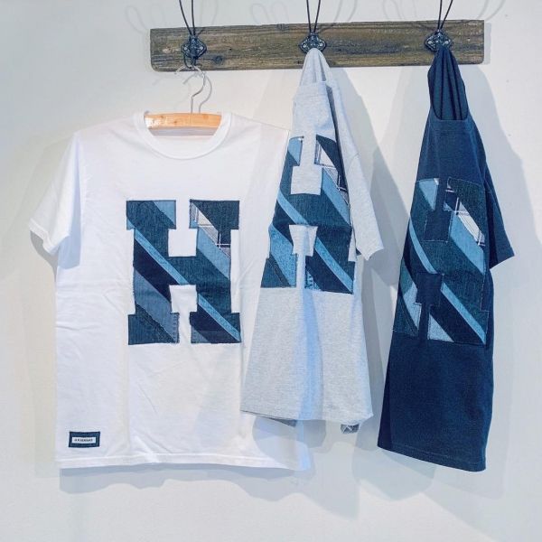 H.R.REMAKE / HパッチTシャツ バイアス グレー