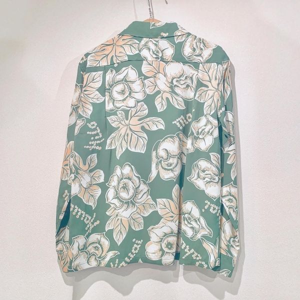 PATTARN OF TROPICAL PLANTS L/S / 長袖レーヨンシャツ / アロハシャツ / ハワイアン / 総柄 / グリーン