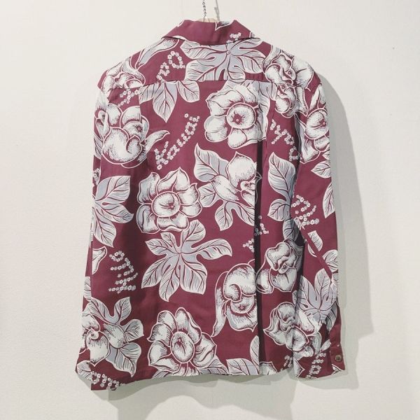 PATTARN OF TROPICAL PLANTS L/S / 長袖レーヨンシャツ / アロハシャツ / ハワイアン / 総柄 / ワイン