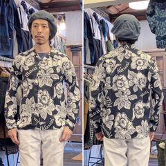 PATTARN OF TROPICAL PLANTS L/S / 長袖レーヨンシャツ / アロハシャツ / ハワイアン / 総柄 / ブラック