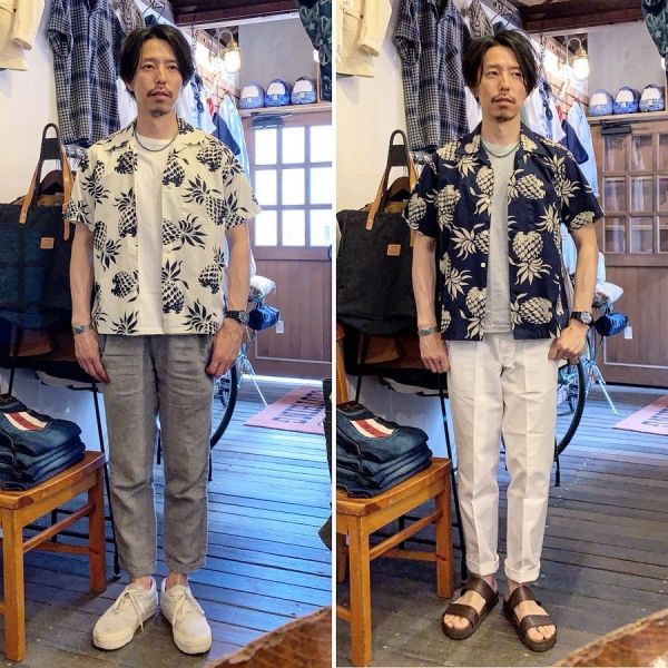 COTTON HAWAIIAN SHIRT “DUKE'S PINEAPPLE” / OFF WHITE (101)