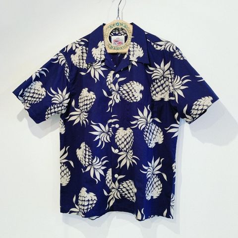 COTTON HAWAIIAN SHIRT “DUKE'S PINEAPPLE” / NAVY(128)