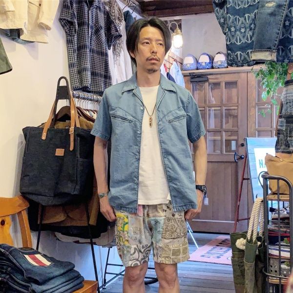 BLUE BLUE / ブルーリッジデニムウエスタンオープンカラーシャツ ブルー