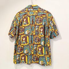 Masked Marvel / ISLAND WOODCUT / 半袖コットンリネンシャツ / アロハシャツ / ハワイアン / 総柄 /