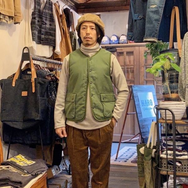 ハリウッドランチマーケット HOLLYWOOD RANCH MARKET / バックサテンライニングボアベスト オリーブ