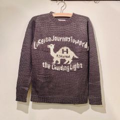 ハリウッドランチマーケット HOLLYWOOD RANCH MARKET / ウールアクリルベルベットスラブジャーニーキャメルセーター / GREY