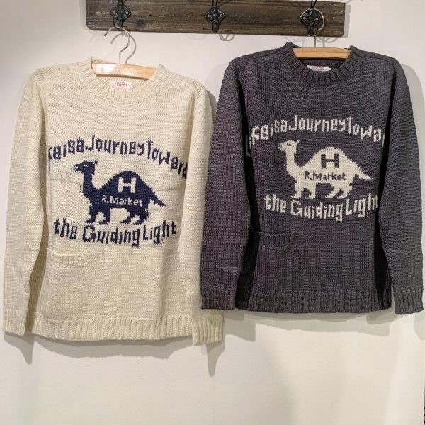 ハリウッドランチマーケット HOLLYWOOD RANCH MARKET / ウールアクリルベルベットスラブジャーニーキャメルセーター / GREY