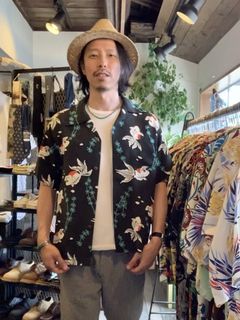 サンサーフ アロハシャツ/ SUN SURF / GOLD FISH WITH LUCK / ブラック
