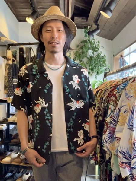 サンサーフ アロハシャツ/ SUN SURF / GOLD FISH WITH LUCK / ブラック