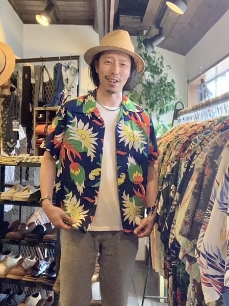 サンサーフ アロハシャツ/ SUN SURF / ISLAND KING PROTEA / ネイビー