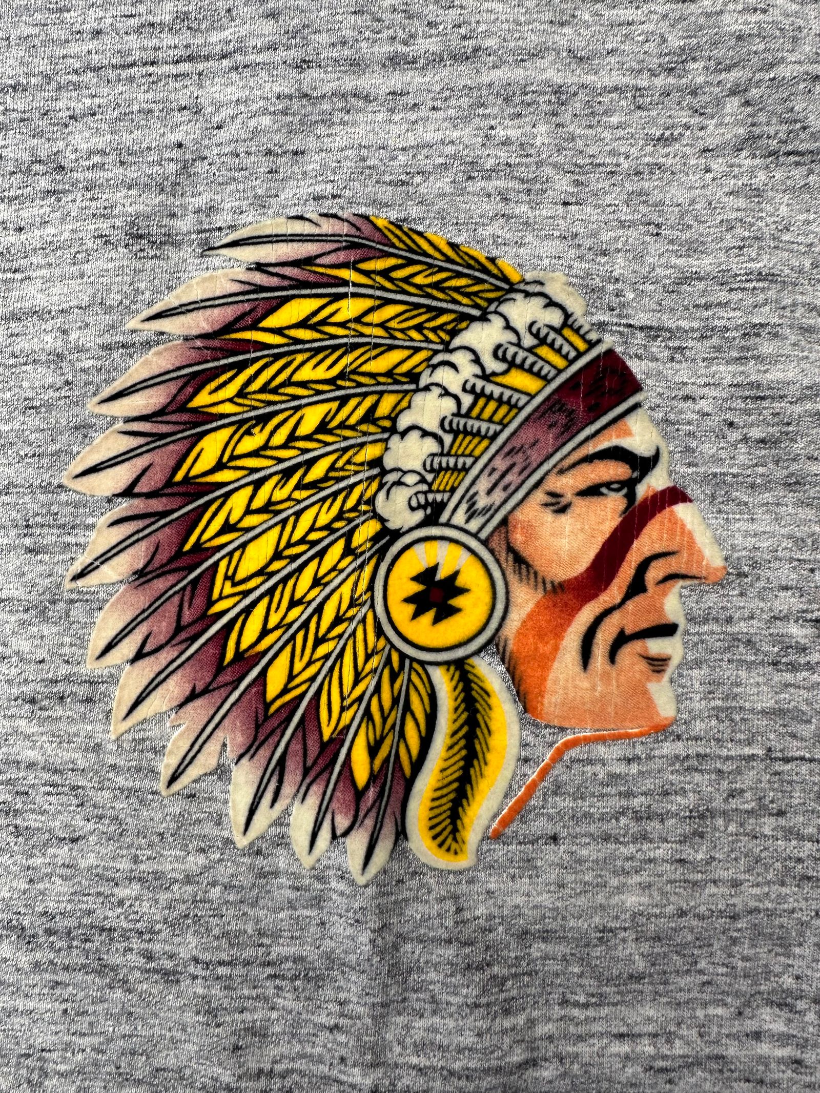 Cheswick / チェスウィック / インディアンヘッド カラーフロッキープリントTシャツ /ヘザーグレー