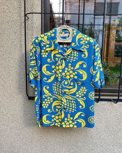 ISLAND PAREU DESIGN / 半袖レーヨンシャツ / アロハシャツ / ハワイアン / ボーダー / パレオ / ブルー(125) / SS38566