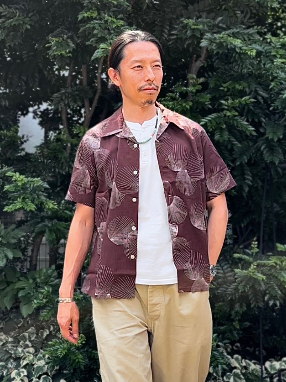 ALOHA SHIRT / “DUKE’S SHELL” / コットンリネン / 半袖オープンシャツ / 貝殻 / シェル柄 / アロハシャツ / ハワイアン / DK39094 / ブラウン(138)