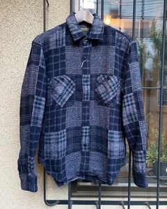 PATCH WORK CHECK WORK SHIRT / ヘビーネルワークシャツ / ネルシャツ / チェックシャツ / パッチワーク / NAVY (128)