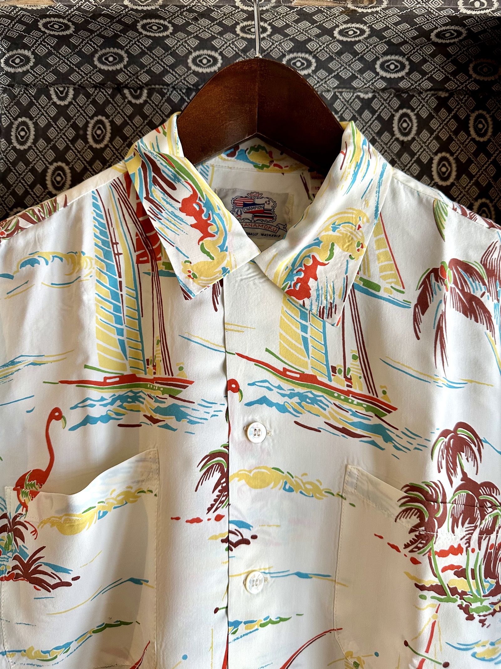 美品　Dukeカハナモクアロハシャツ デューク・カハナモク アロハシャツ ハワイアン ブラック DUKE
