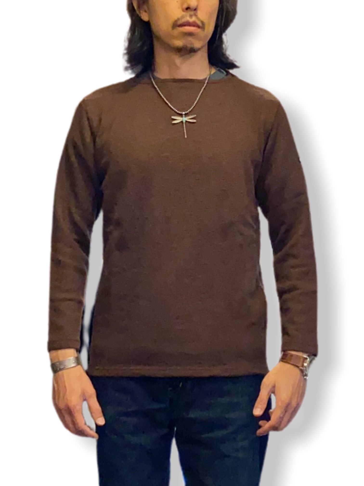 te002 TIEASY ORIGINAL BOATNECK SHIRT  / オリジナルボートネックシャツ / W.ブラウン