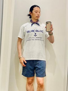 ブルーブルー / BLUE BLUE / ステンシル BLUE BLUE Tシャツ ホワイト
