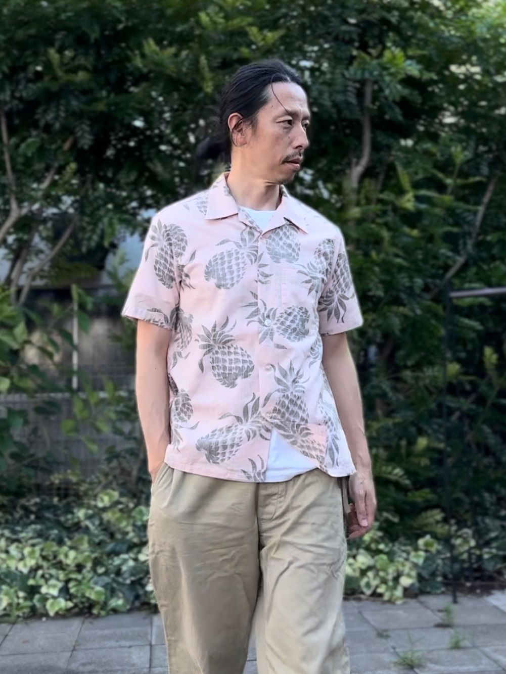 ALOHA SHIRT / “DUKE’S PINEAPPLE ” / コットンリネン / 半袖オープンシャツ / パイナップル柄 / アロハシャツ / ハワイアン / DK39092 / ピンク(162)