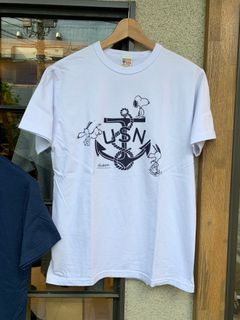 バズリクソンズ×ピーナッツ S/S T-SHIRT "USN" / スヌーピーTシャツ / ホワイト