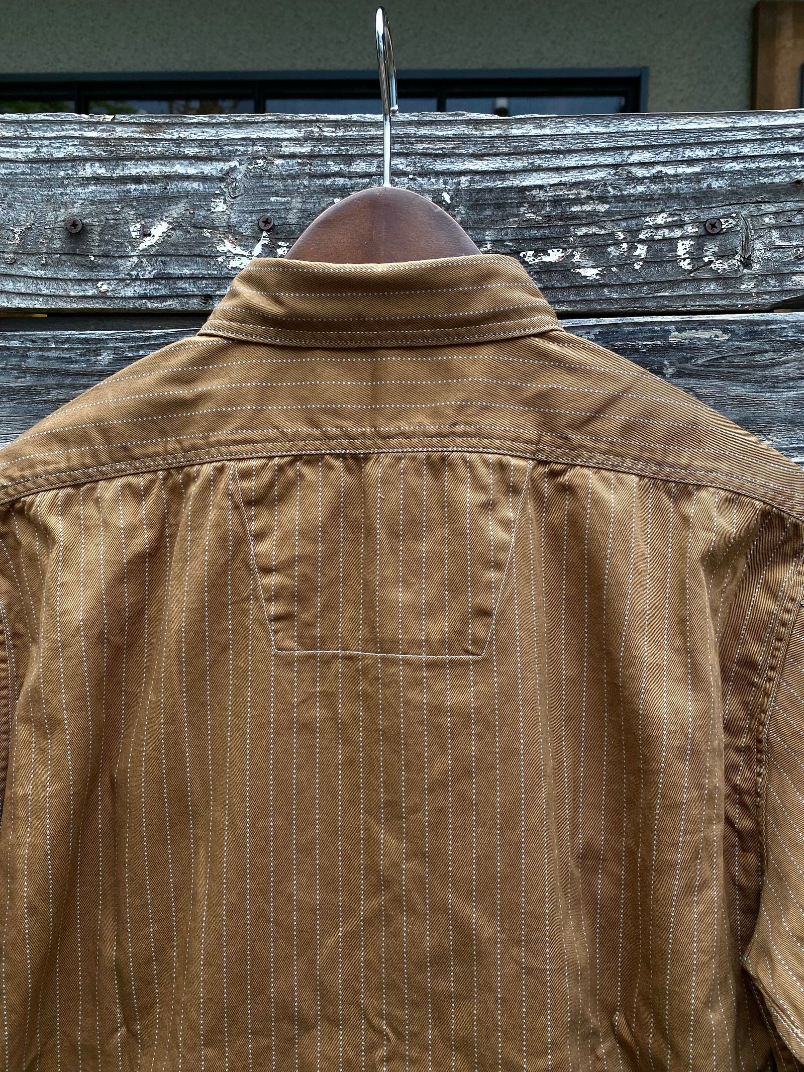 SC28516 / FICTION ROMANCE 8.5oz. BROWN WABASH STRIPE WORK SHIRT / ブラウンウォバッシュ ストライプワークシャツ
