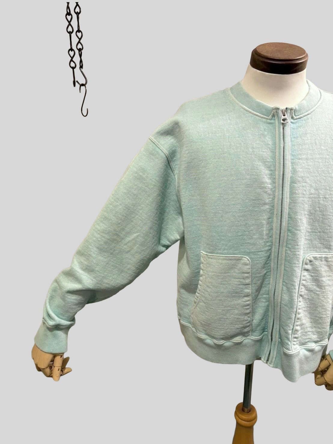 No,10 Crew Zip Parka クルーネックジップスウェットカーディガン / サックス / UNISON SPECIAL ユニゾンスペシャル