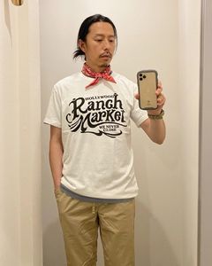 ハリウッドランチマーケット HOLLYWOOD RANCH MARKET / オールドスクエアロゴ Tシャツ ホワイト