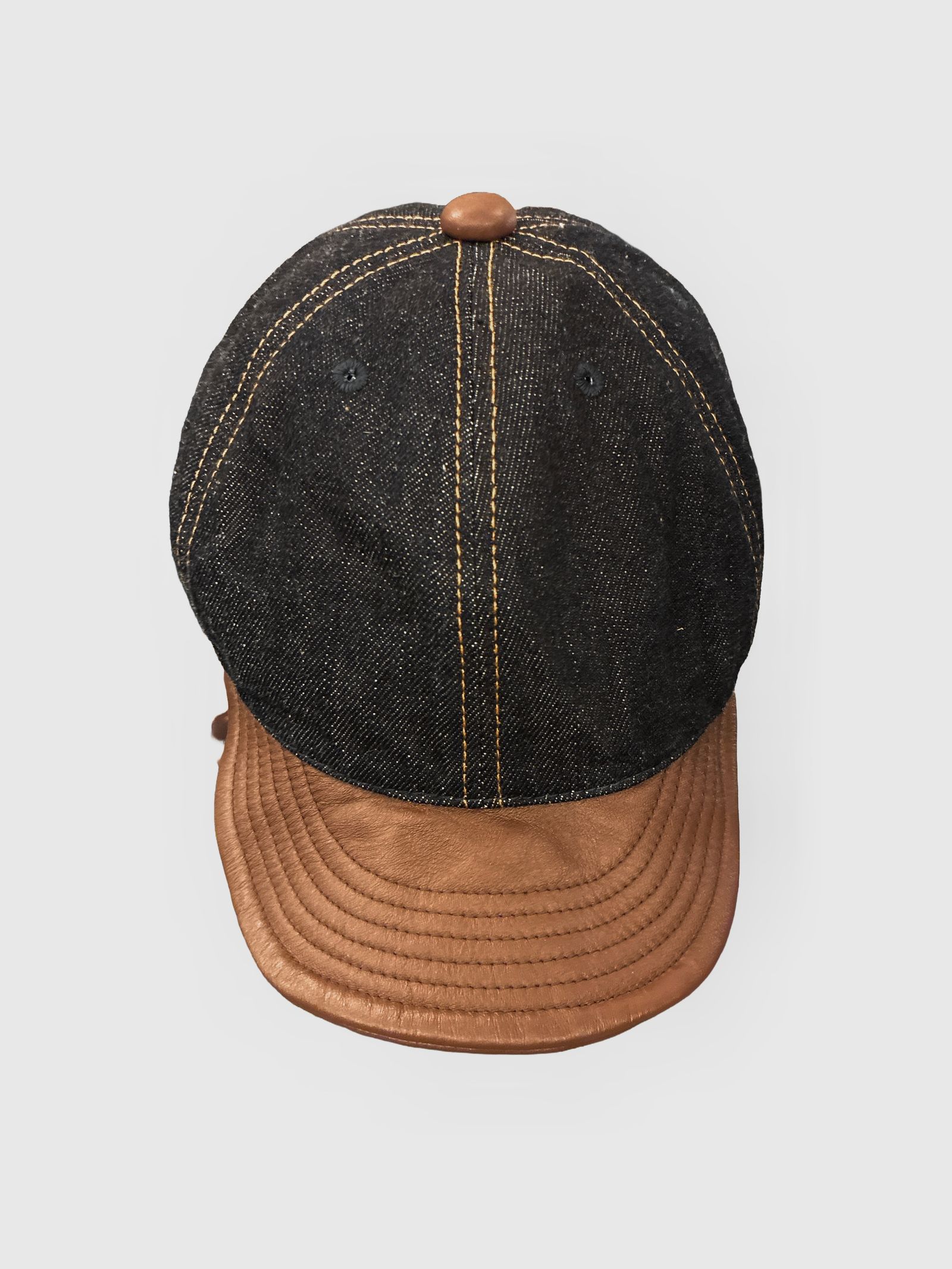 ハイアー / セルビッジデニム×レザーブリム キャップ / SELVEDGE DENIM × LEATHER BRIM