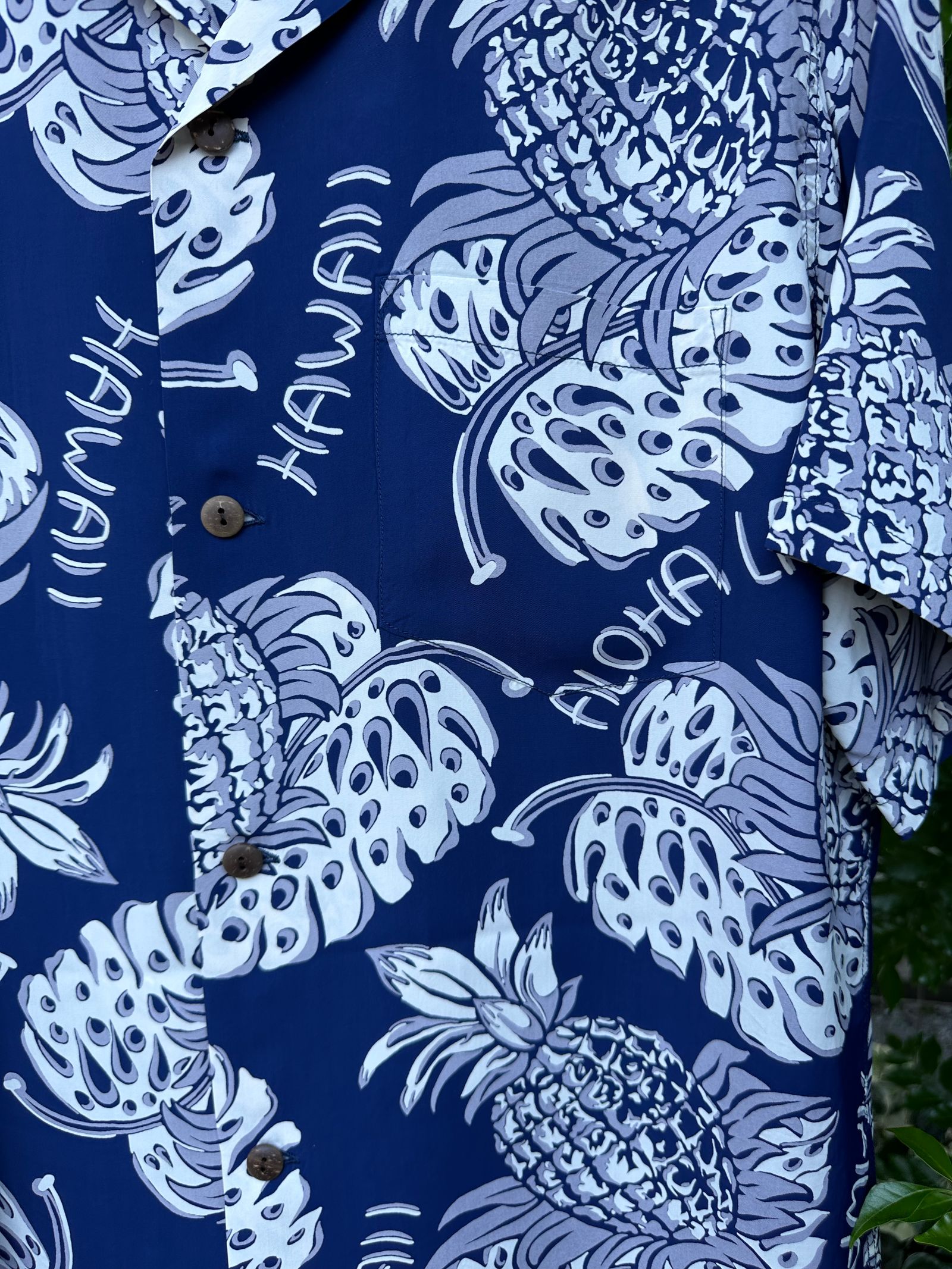ALOHA SHIRTS “ THE PINEAPPLE ISLANDS” ” /半袖レーヨンシャツ / アロハシャツ / ハワイアン / パイナップル柄 / SS39015 / ネイビー (128)