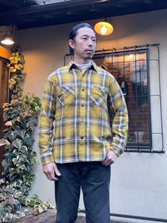SC28957 / TWILL CHECK WORK SHIRT / ヘビーネルワークシャツ / ネルシャツ / チェックシャツ / YELLOW (155)