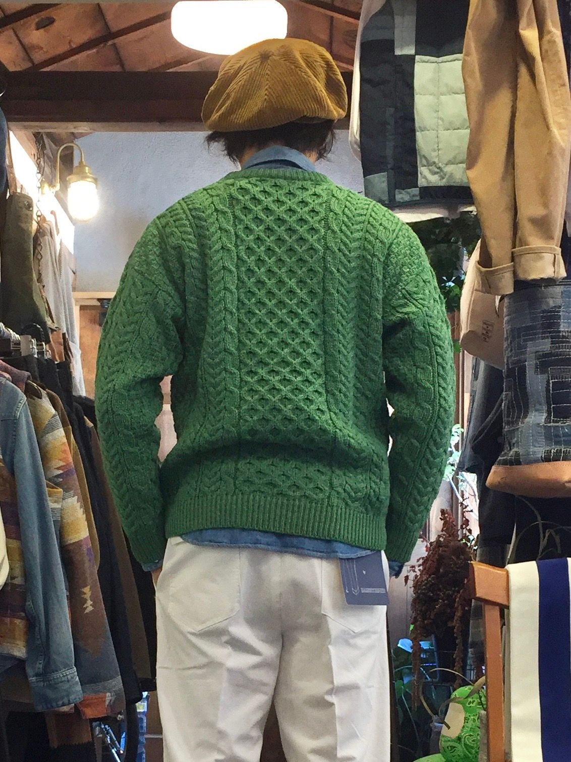 ARAN WOOLLEN MILLS / アランウーレンミルズ / トラディショナルアランセーター / グリーン