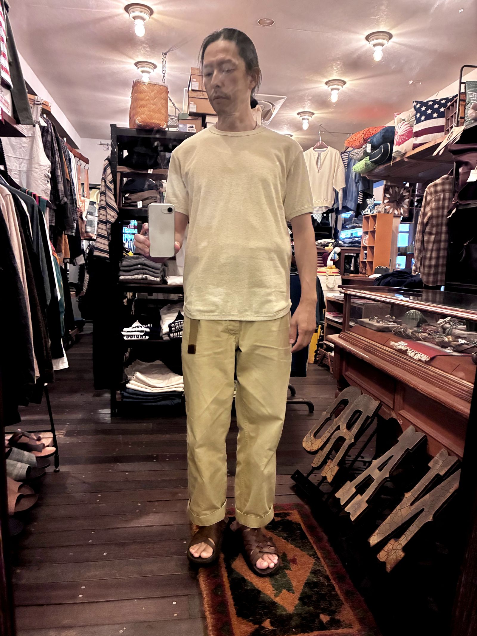 ミニ裏毛半袖リブTシャツ オートミール