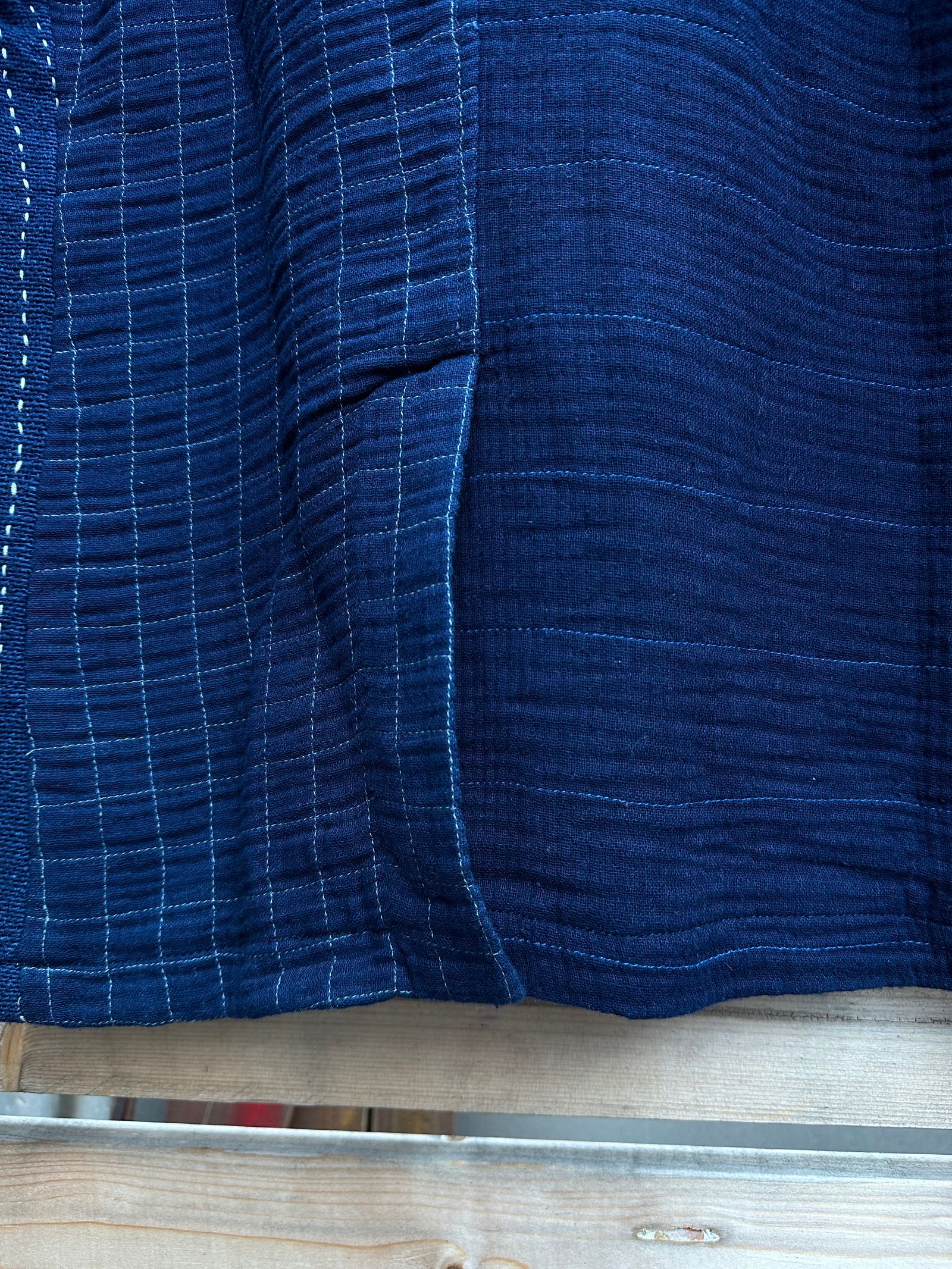 【LUCKY “福”SALE】INDIGO Wガーゼステッチワーク 3ピースセット(ジャケット×ベスト×パンツ)Mサイズ