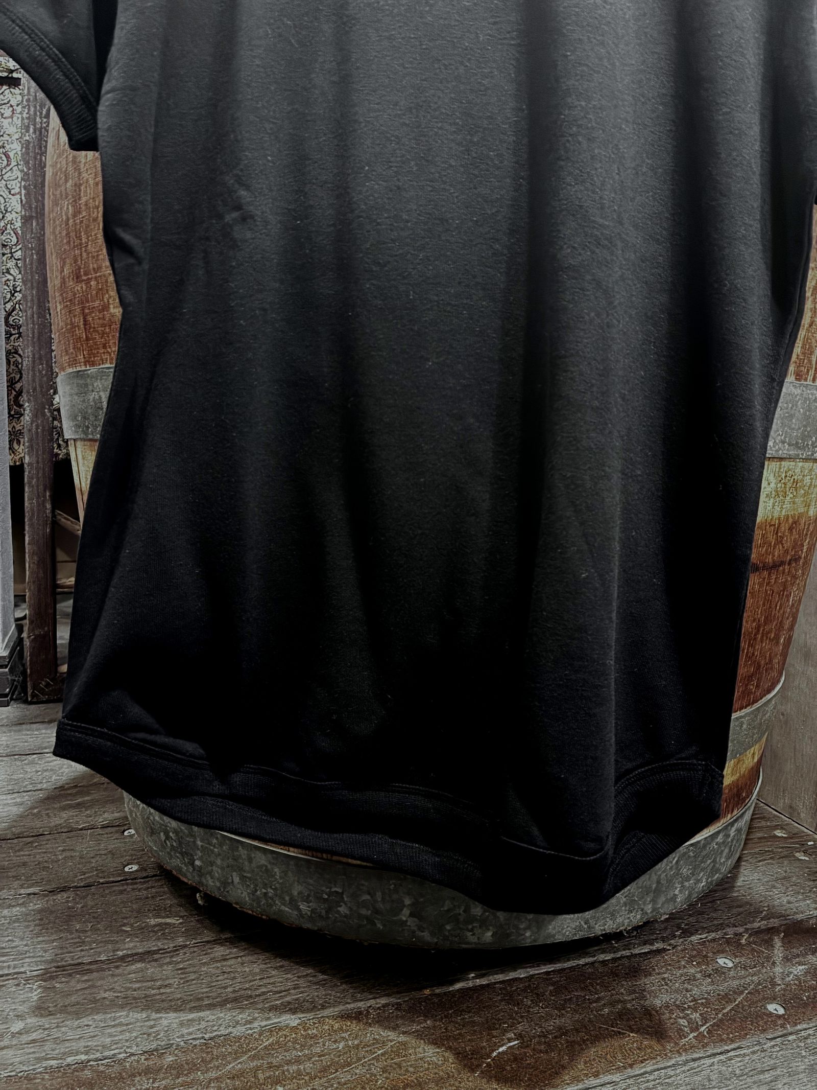 ミニ裏毛半袖リブTシャツ ブラック
