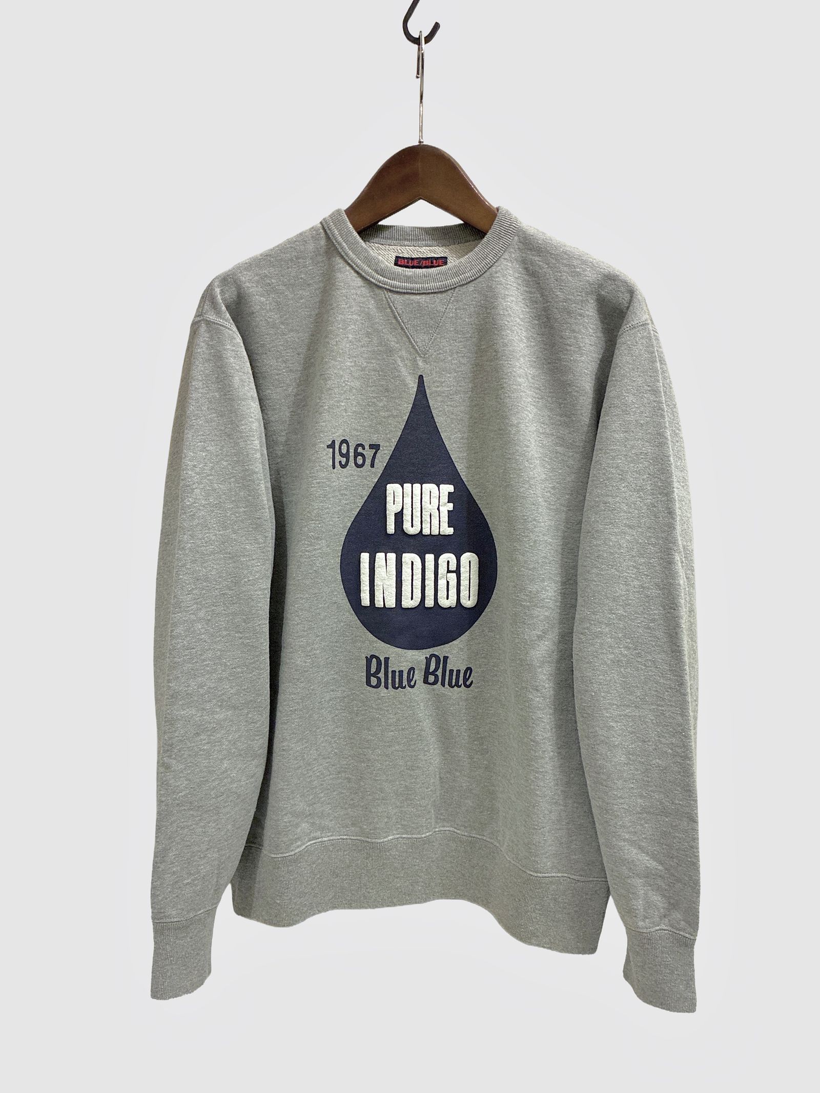 BLUE BLUE インディゴドロップ BB クルーネックスウェット/ グレー / ブルーブルー