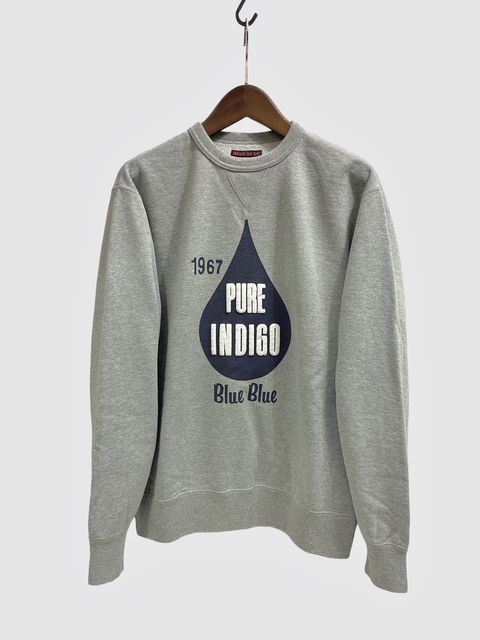 BLUE BLUE インディゴドロップ BB クルーネックスウェット/ グレー / ブルーブルー