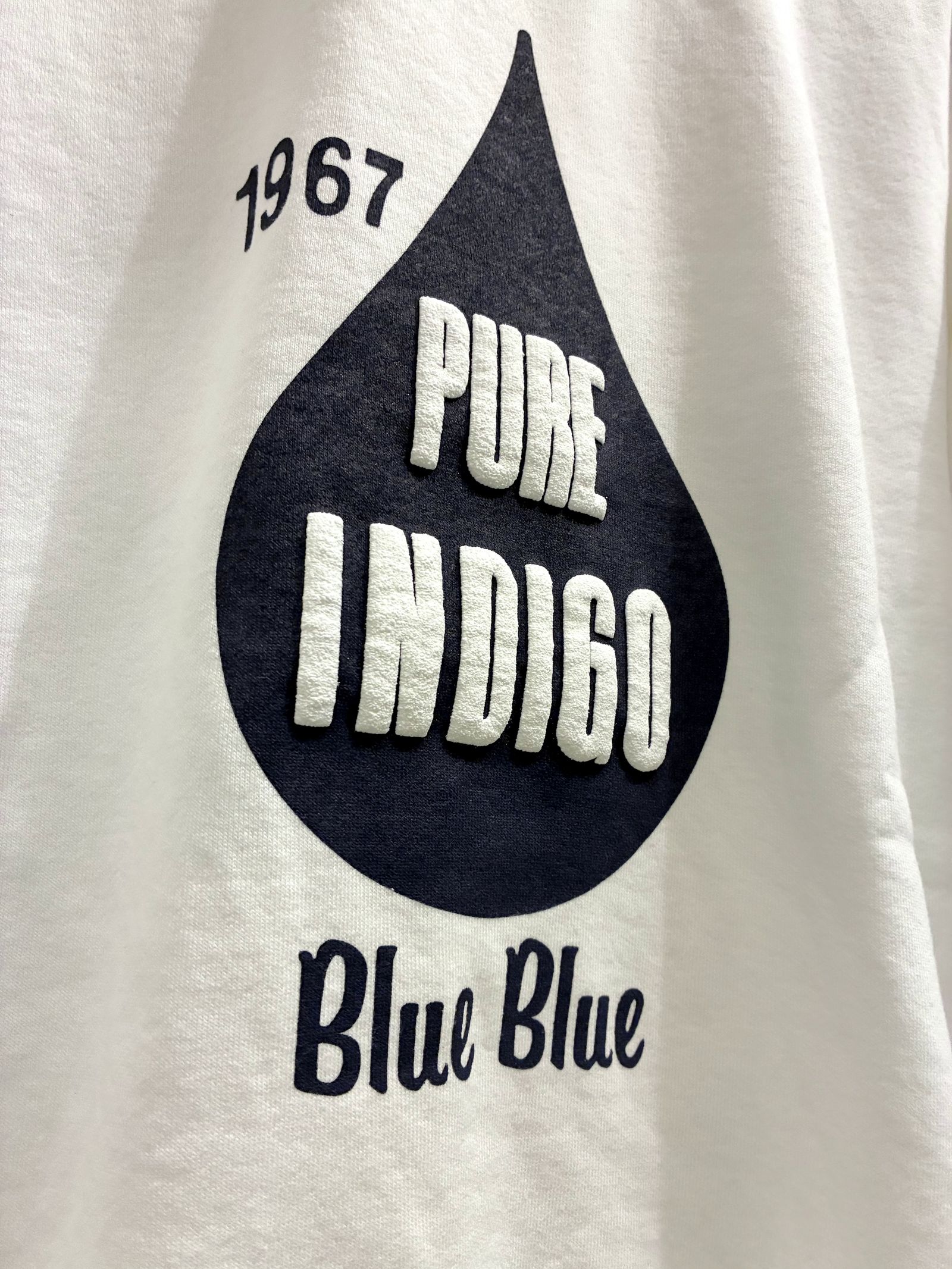 BLUE BLUE インディゴドロップ BB クルーネックスウェット/ ホワイト / ブルーブルー