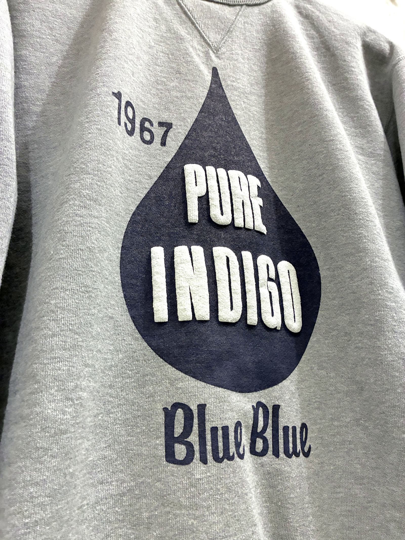 BLUE BLUE インディゴドロップ BB クルーネックスウェット/ グレー / ブルーブルー