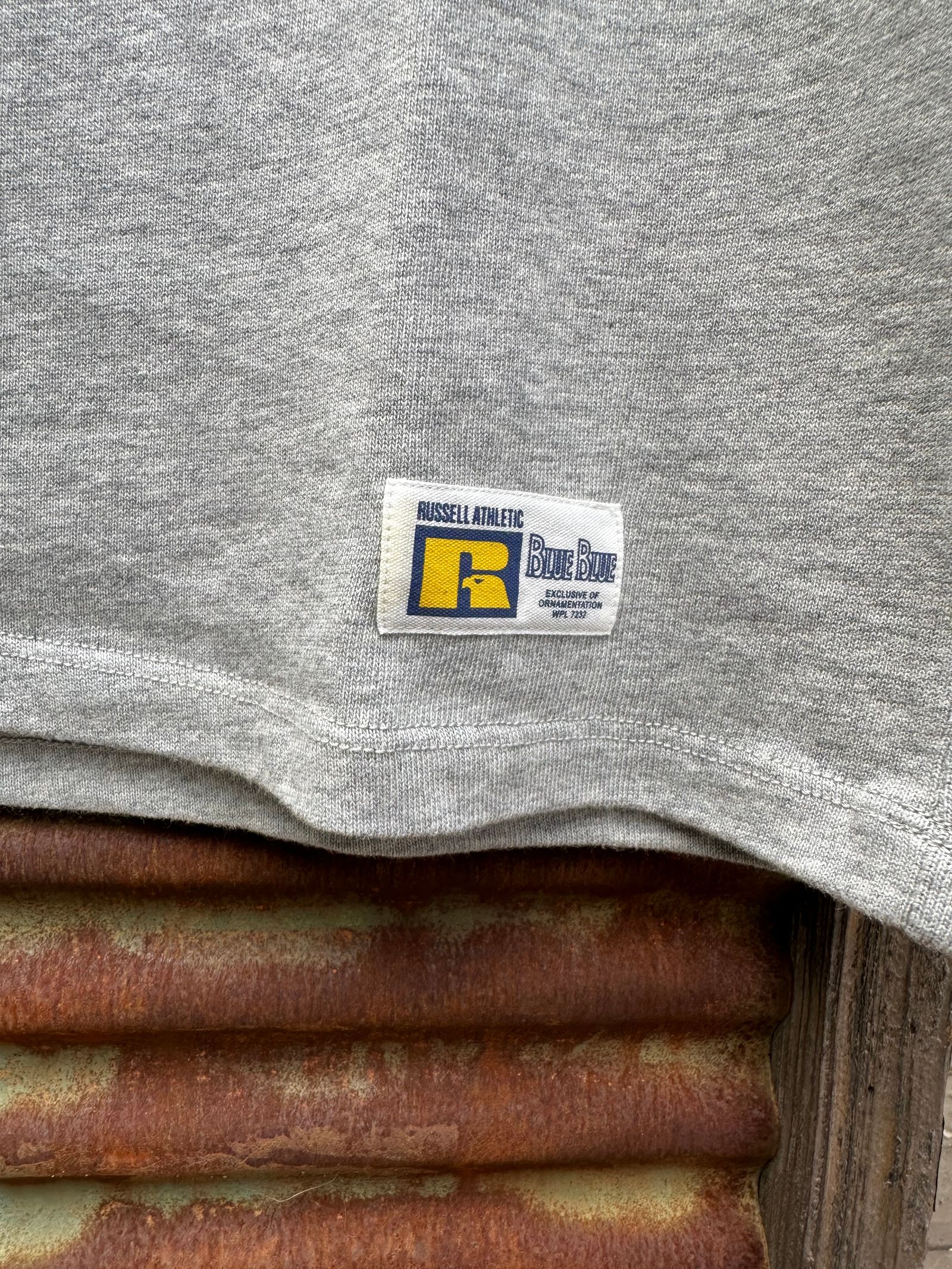 RUSSELL × BLUEBLUE / カレッジB Tシャツ2 / ヘザーグレー